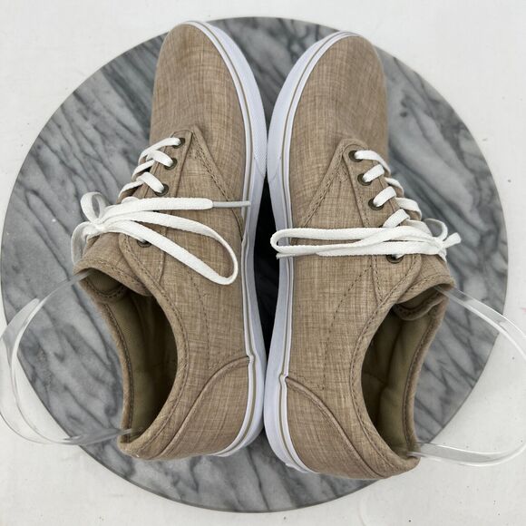Vans Sneakers Womens 8 Beige Canvas Lace Up Low Top Classic Skateboarding Shoes - Picture 6 of 11